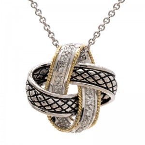 Nudo De Amor Round Pave Diamond Necklace (18k/Silver Diamond Necklace)