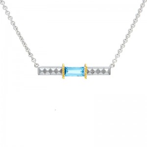 La Romana Rectangular Bezel Blue Topaz Necklace (18k/Silver Blue Topaz Necklace)