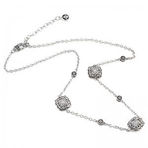 Sterling Silver Vida De Plata Round Bezel Diamond Necklace (Silver Diamond Necklace (18"+2"))