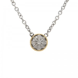 Andrea II Round Pave Diamond Necklace (18k/Silver Diamond Pendant)