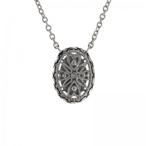 Sterling Silver Vida De Plata Round Bezel Diamond Necklace (Silver Diamond Necklace)
