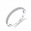 14K WHITE GOLD DOUBLE ROW BAND WITH .23CTTW ROUND SI2 CLARITY & HI COLOR DIAMONDS SET HALF WAY DOWN THE SHANK