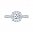 Cushion Cut Diamond Halo Engagement Ring In 14K White Gold (Semi-Mount)