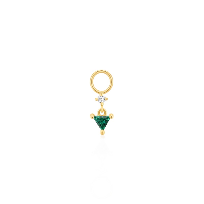 Gold Sparkle Drop Green Earring Charm