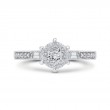 Round & Baguette Cut Diamond Engagement Ring in 14K White Gold