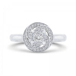 Round Diamond Swirl Fashion Ring in 14K White Gold