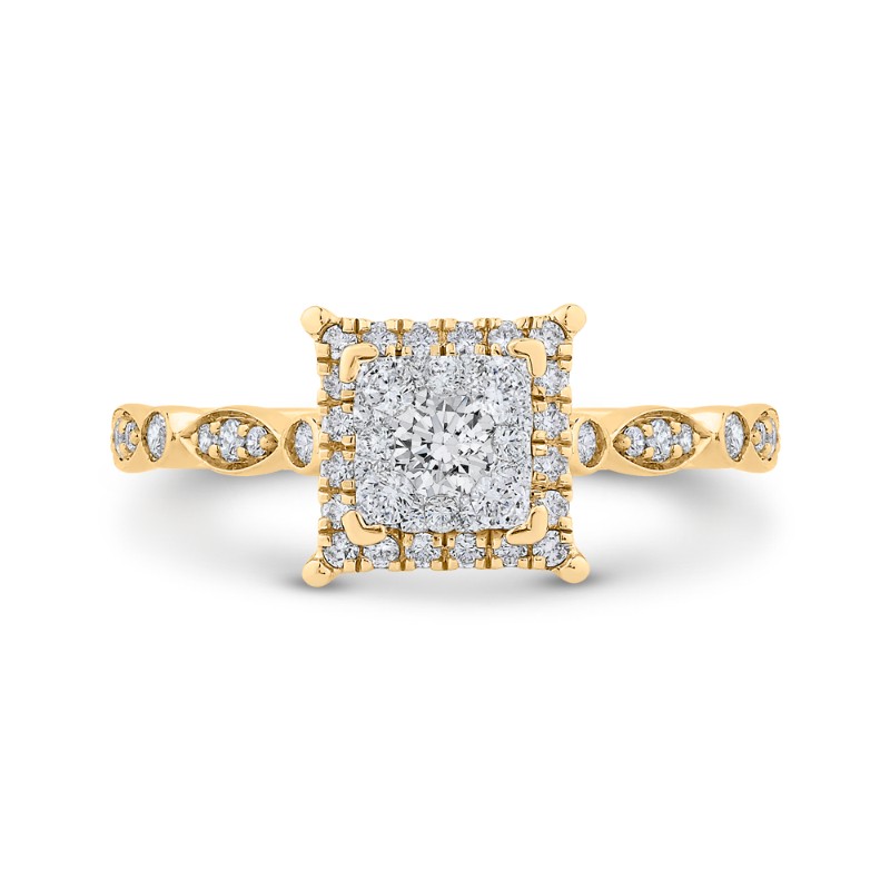 Diamond Halo Engagement Ring in 14K Two Tone Gold