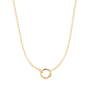 Gold Mini Link Charm Chain Connector Necklace
