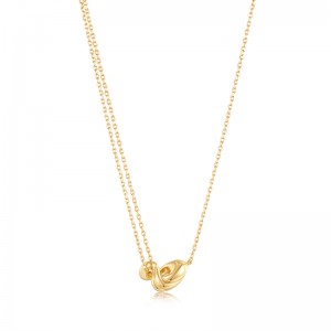 Gold Twisted Wave Mini Pendant Necklace