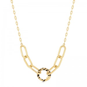 Gold Tiger Chain Charm Connector Necklace