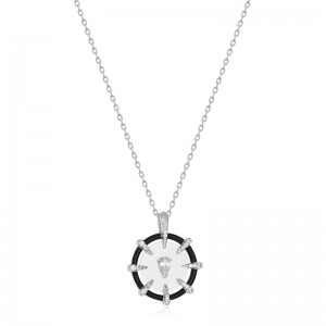 Silver Sparkle Point Medallion Necklace