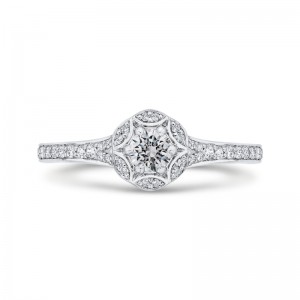 Diamond Halo Engagement Ring in 14K White Gold