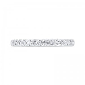 Bezel Set Diamond Wedding Band in 14K White Gold