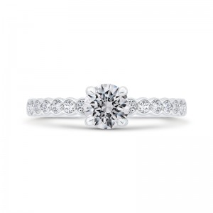 Bezel Set Round Diamond Solitaire Plus Engagement Ring in 14K White Gold