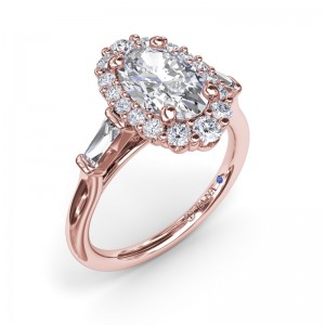 Diamond Baguette Halo Engagement Ring