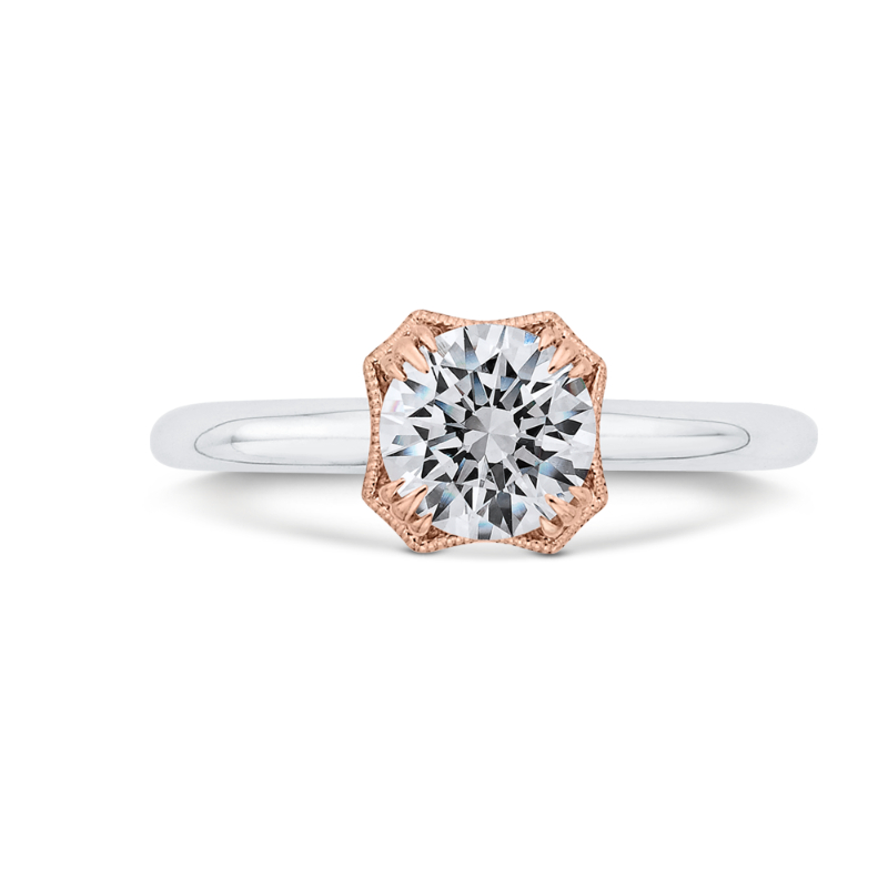 Diamond Engagement Ring in 14K Two Tone Gold (Semi-Mount)