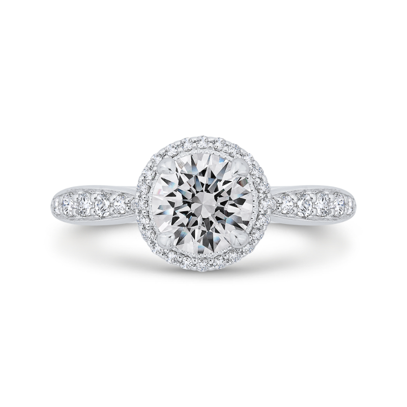 Diamond Halo Engagement Ring in 14K White Gold (Semi-Mount)