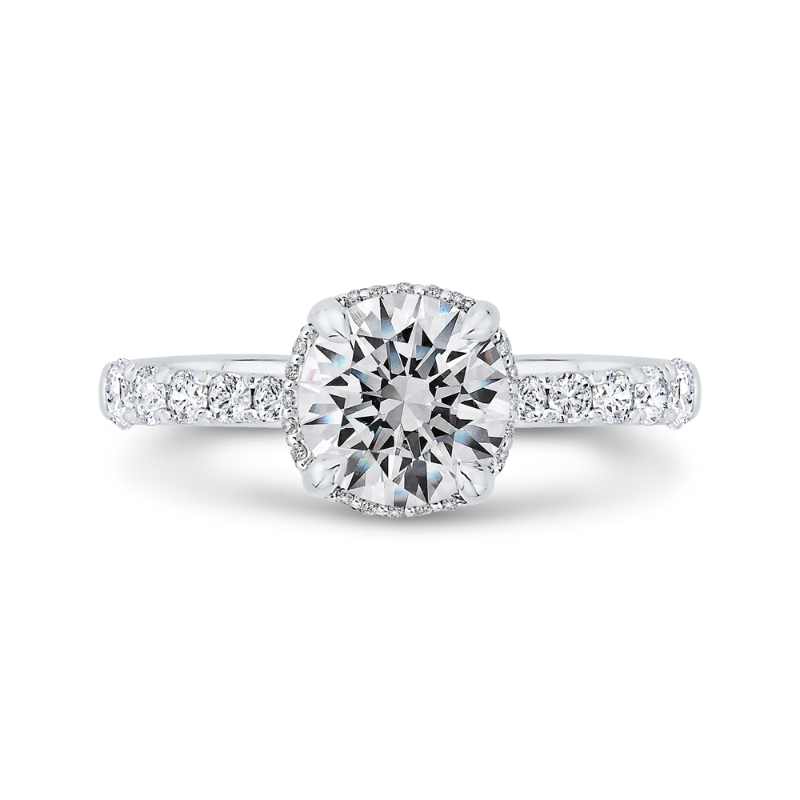 Diamond Halo Engagement Ring in 14K White Gold (Semi-Mount)