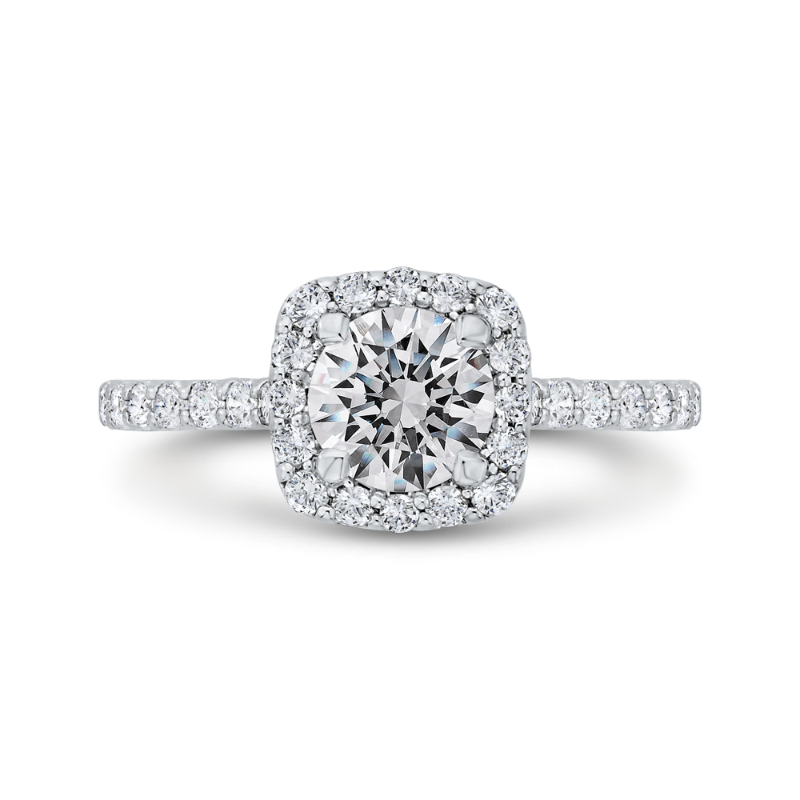 Diamond Halo Engagement Ring in 14K White Gold (Semi-Mount)