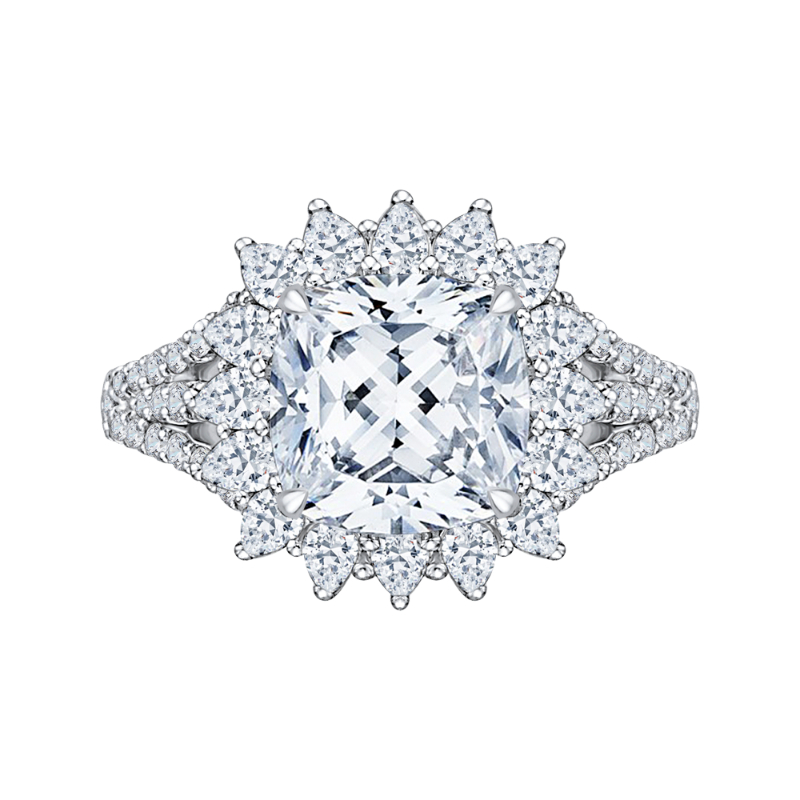 Split Shank Cushion Cut Diamond Split Shank Engagement Ring in 18K White Gold (Semi-Mount)
